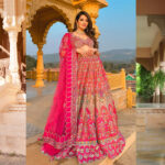 Colorful Kashni lehenga set with intricate embroidery.